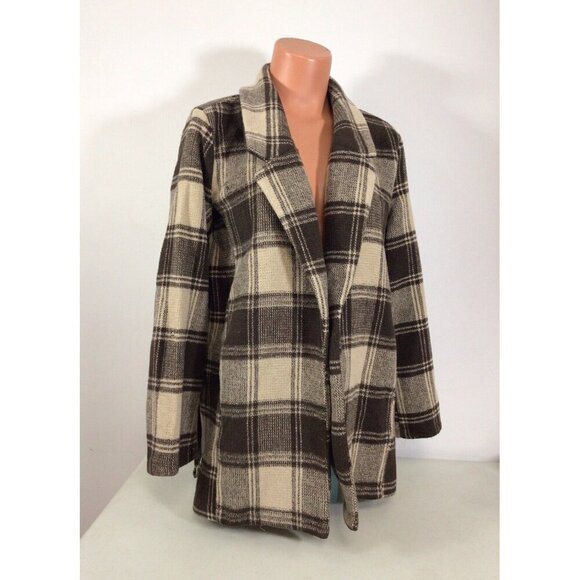 Lapis Plaid Coat Jacket Womens Medium - Picture 1 of 7